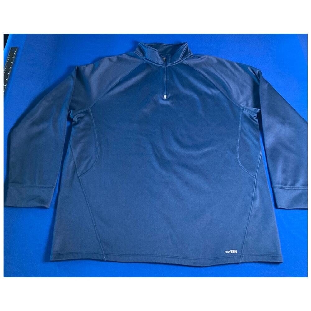 Tek Gear Navy Dry Tek 1/4 Zip Long Sleeve Mock Neck Pullover Mens Shirt XL
